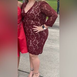 Elegant Burgundy Lace Dress